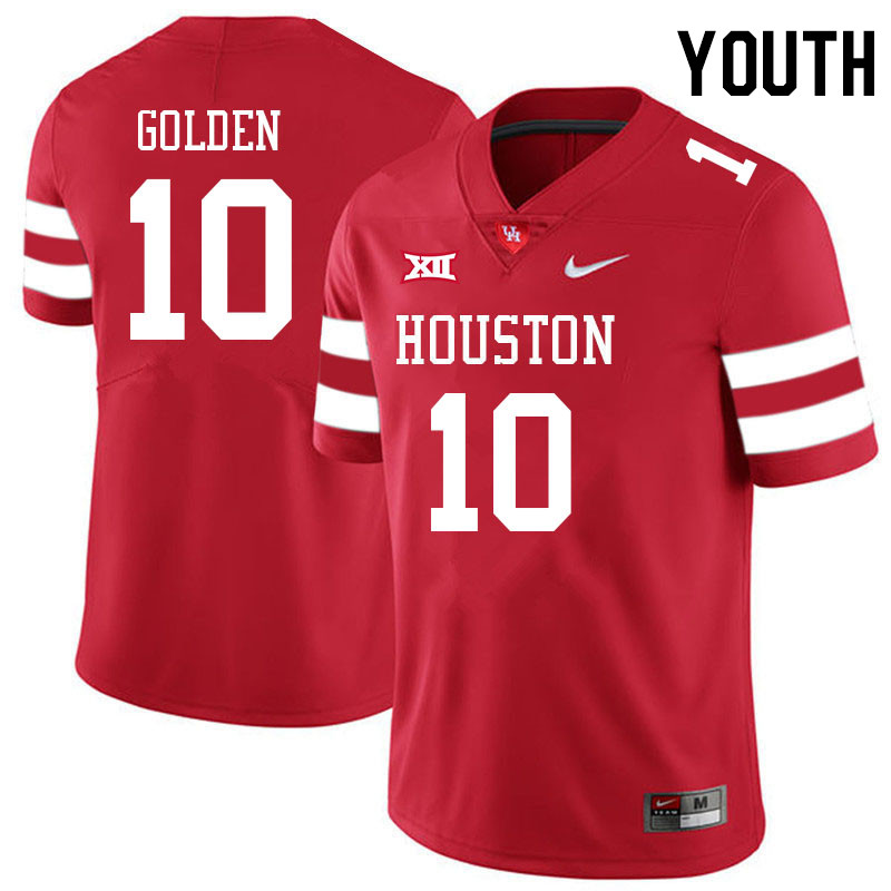 Youth #10 Matthew Golden Houston Cougars College Big 12 Conference Football Jerseys Sale-Red - Click Image to Close